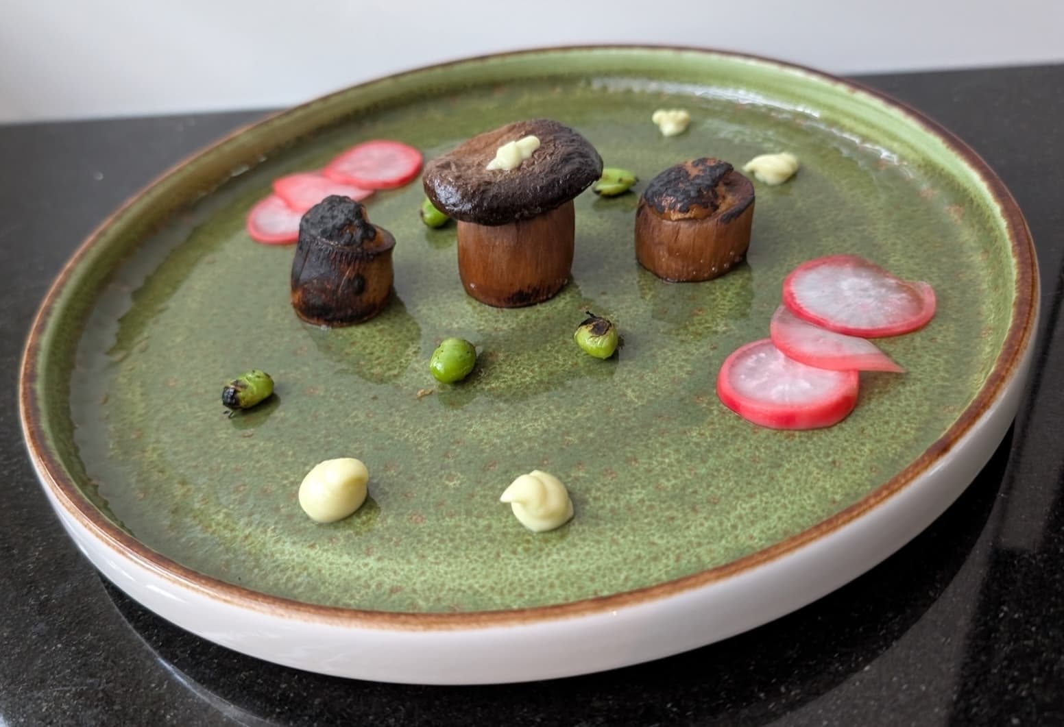 King Oyster Mushroom 'Dengaku' with Wasabi Mayonnaise and Sweet-Sour Radish