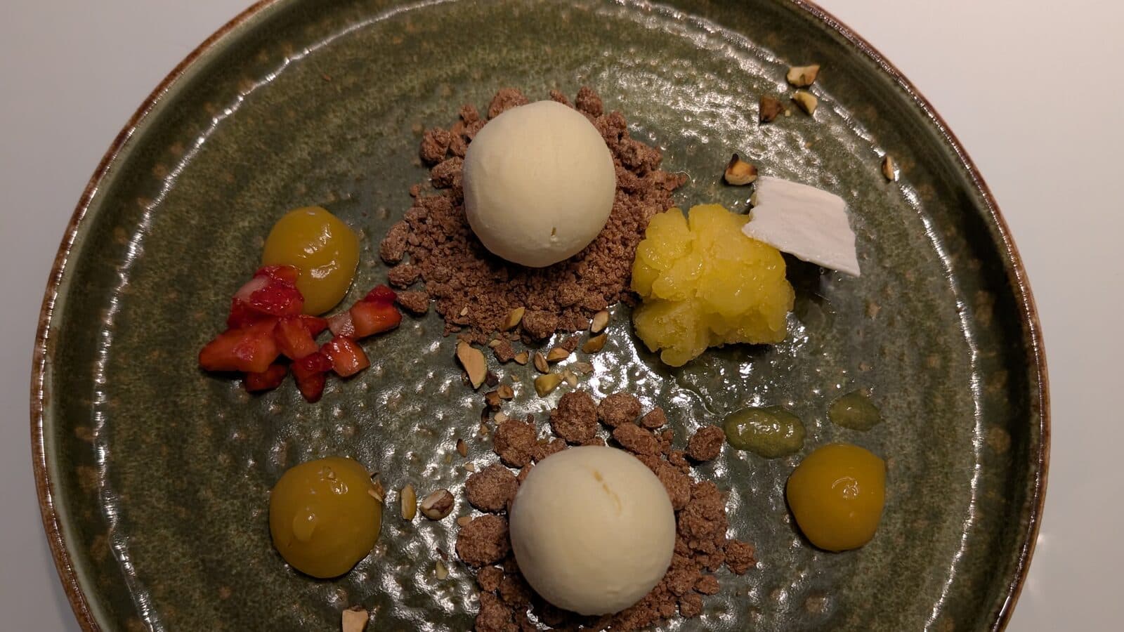 Lime Parfait with Mango Granita and Passionfruit